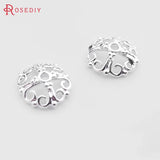 30PCS 9MM 24K Silver Brass Cross Beads Caps Tassel Caps