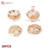 30PCS 9MM 24K Silver Brass Cross Beads Caps Tassel Caps