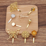 30PCS Butterfly Metal Ponytail Hooks Flower Pads DIY Headpieces Material