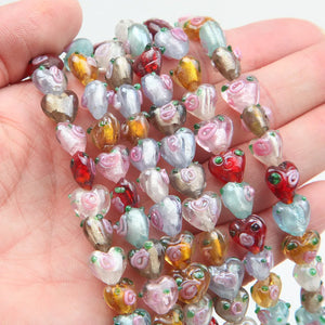 30PCS Glass Heart Charms Pendants DIY Jewelry Love Pendant Findings 10mm