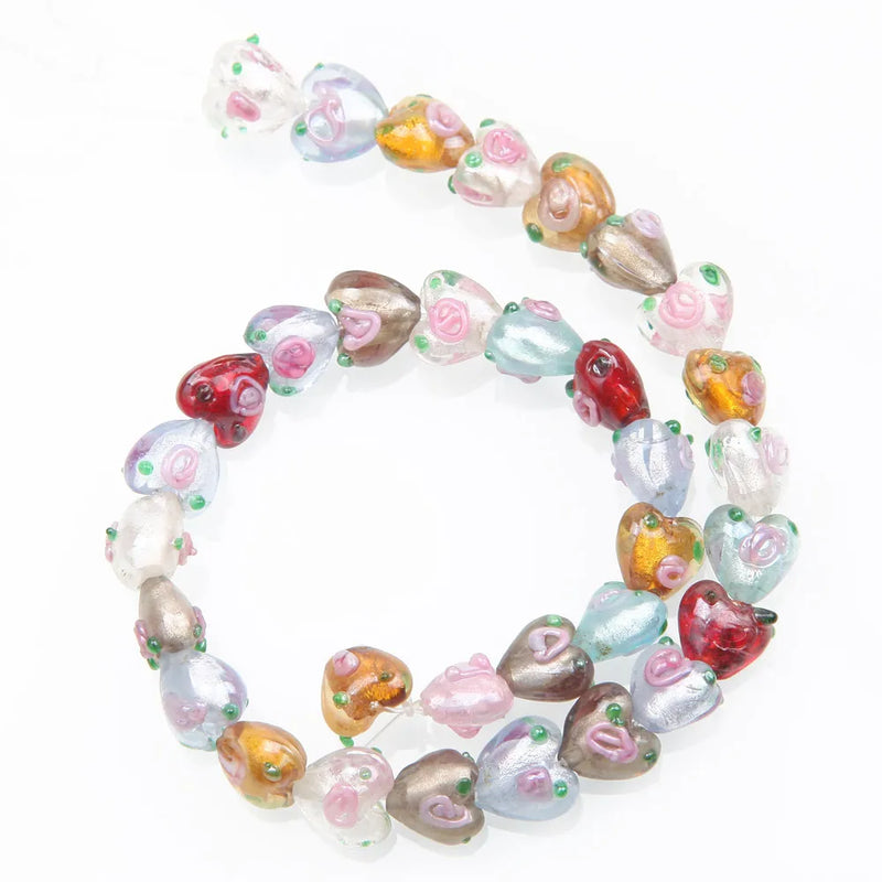 30PCS Glass Heart Charms Pendants DIY Jewelry Love Pendant Findings 10mm