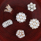 30PCS Vintage Metal 3D Rhinestone Buttons for Hair Accessories