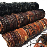30PCS Retro Mix Styles Braided Ethnic Tribal Leather Bracelets Lot