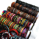 30PCS Retro Mix Styles Braided Ethnic Tribal Leather Bracelets Lot