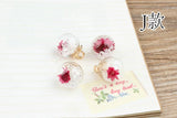 30PCS/Lot Clear Glass Ball Charms with Crystal Seed Beads Dry Flowers
