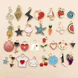 30PCS Cartoon Enamel Dangles Charms DIY Jewelry Making Pendant Necklace
