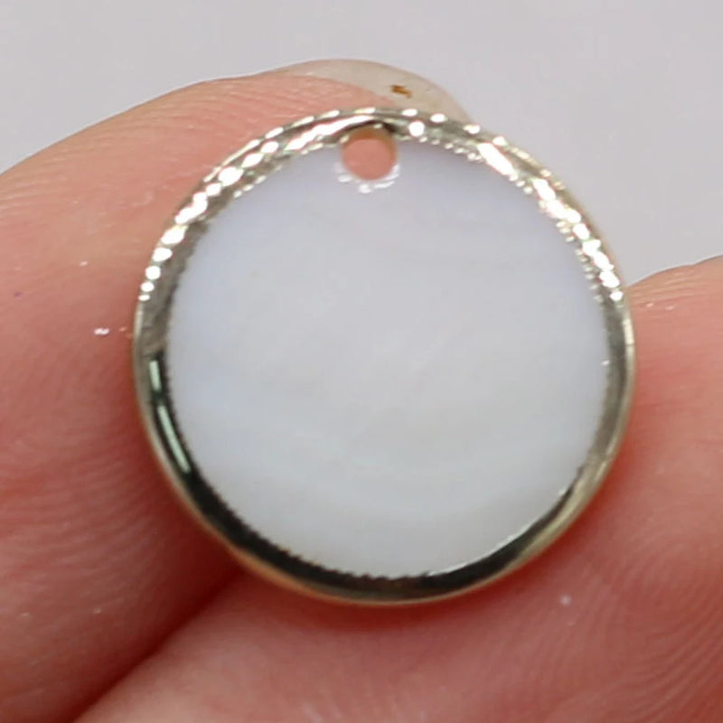 30PCS Natural Shell Round Hole Gilt Edge Pendant Bead For Jewelry Making