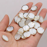 30PCS Natural Shell Round Hole Gilt Edge Pendant Bead For Jewelry Making