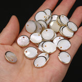 30PCS Natural Shell Round Hole Gilt Edge Pendant Bead For Jewelry Making