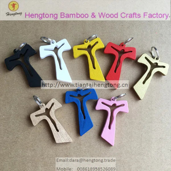 30PCS/PACK Colored Wood Rosary Accessory with Cross Pendant