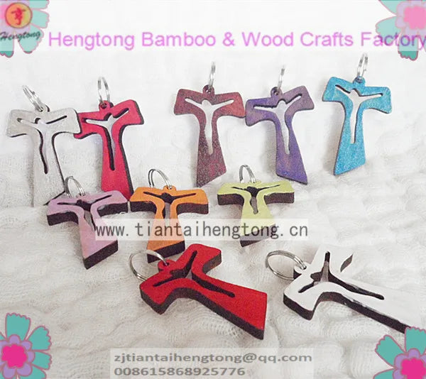 30PCS/PACK Colored Wood Rosary Accessory with Cross Pendant