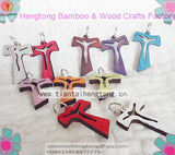 30PCS/PACK Colored Wood Rosary Accessory with Cross Pendant
