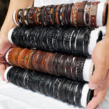 30PCS Mix Styles Braided Leather Cuff Bracelets Men's Women's Jewelry