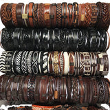30PCS Mix Styles Braided Leather Cuff Bracelets Men's Women's Jewelry