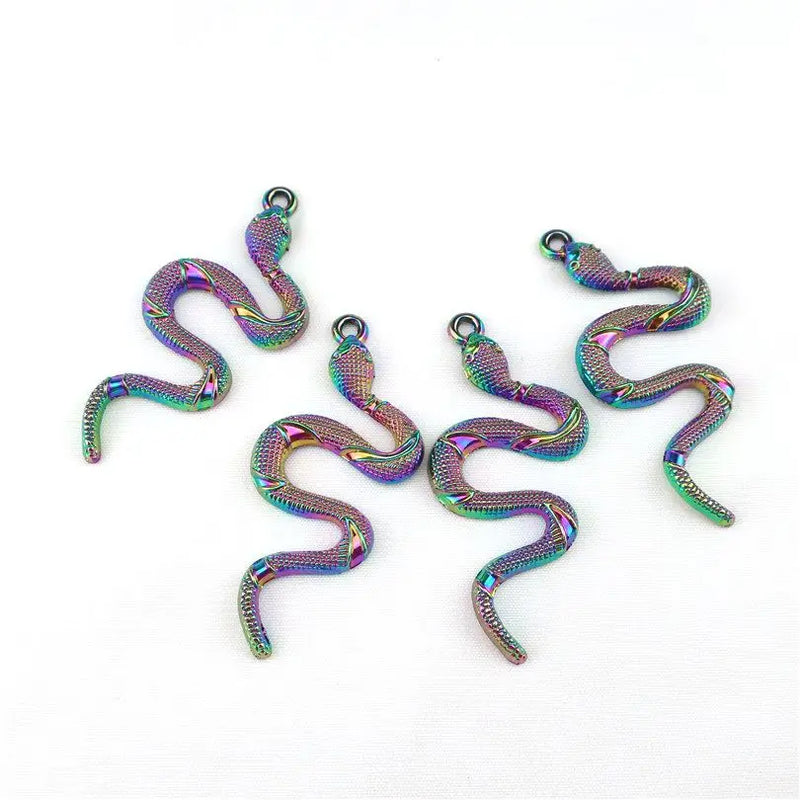 30PCS Rainbow Steampunk Snake Pendant Charms Unisex DIY Jewelry