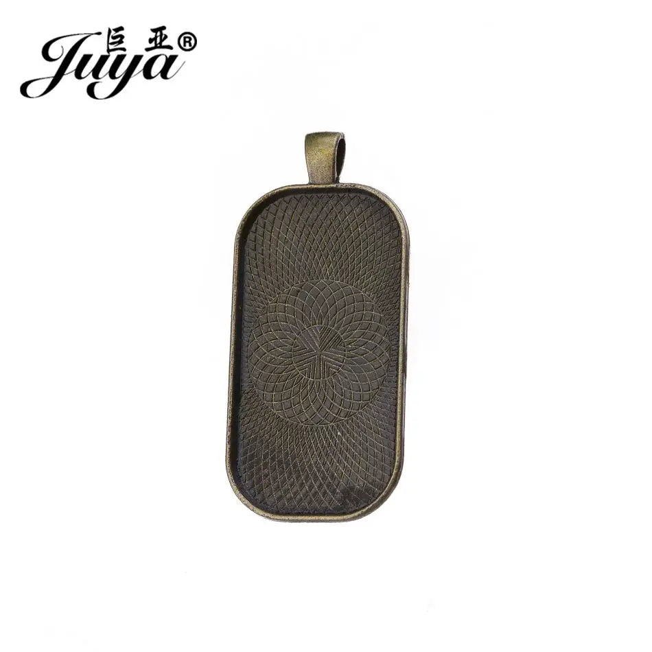 30PCS Rectangle Pendant Base Setting 25x50mm Alloy Tray Charms