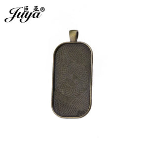 30PCS Rectangle Pendant Base Setting 25x50mm Alloy Tray Charms