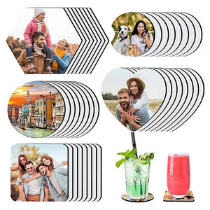 30PCS Sublimation Blanks Coaster DIY Car Cup Holder Blank Cup Pad Mat