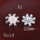 30PCS Vintage Metal Buttons+Crystal Pearls Craft Supplies Flatback Rhinestones