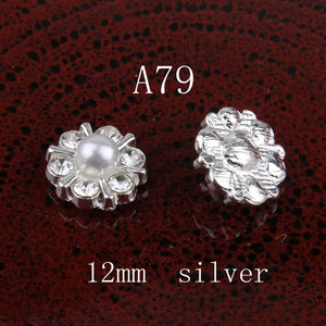 30PCS Metal Rhinestone Buttons for Hair Accessories
