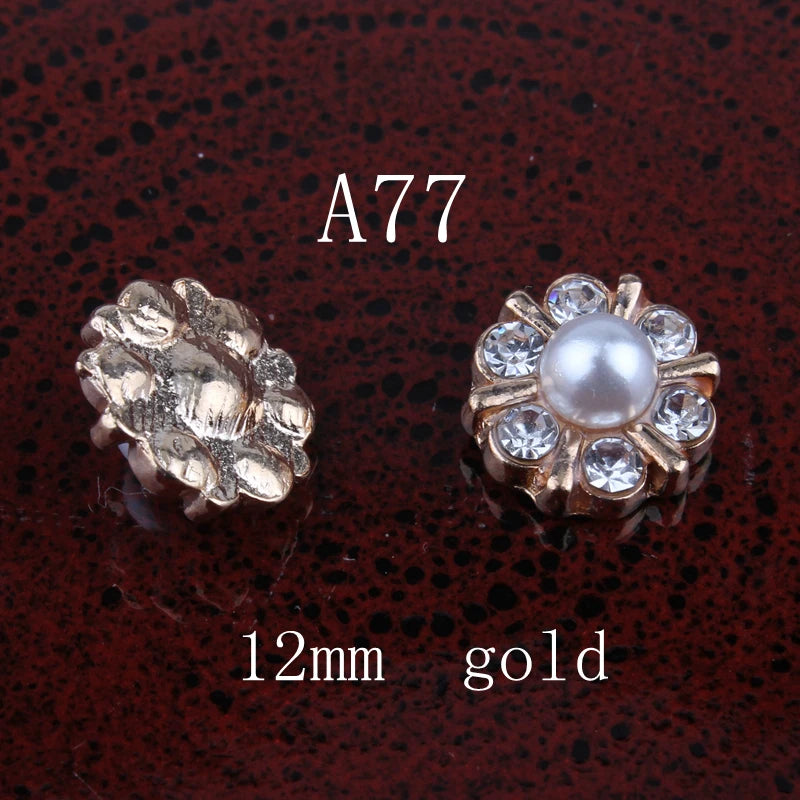 30PCS Metal Rhinestone Buttons for Hair Accessories