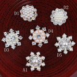 30PCS Vintage Metal Buttons+Crystal Pearls Craft Supplies Flatback Rhinestones