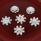 30PCS Vintage Metal Buttons+Crystal Pearls Craft Supplies Flatback Rhinestones