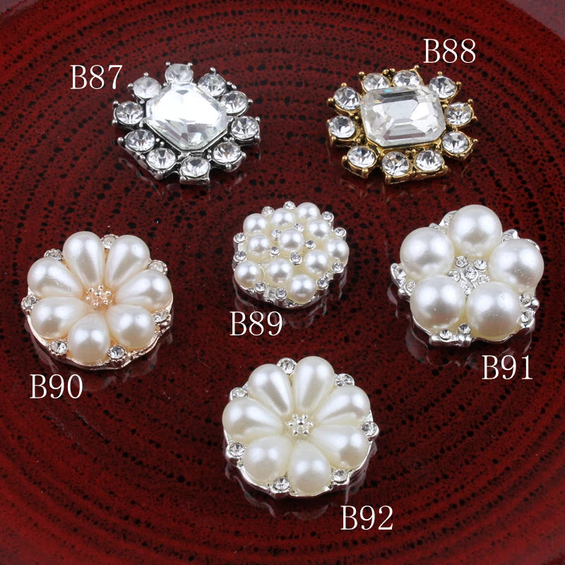30PCS Vintage Metal Rhinestone Buttons Bling Flatback Flower Crystal Buttons