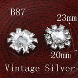 30PCS Vintage Metal Rhinestone Buttons Bling Flatback Flower Crystal Buttons