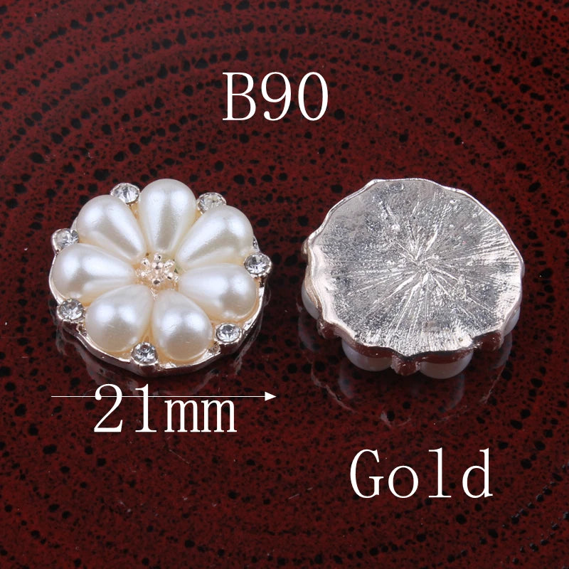 30PCS Vintage Metal Rhinestone Buttons Bling Flatback Flower Crystal Buttons