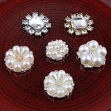 30PCS Vintage Metal Rhinestone Buttons Bling Flatback Flower Crystal Buttons