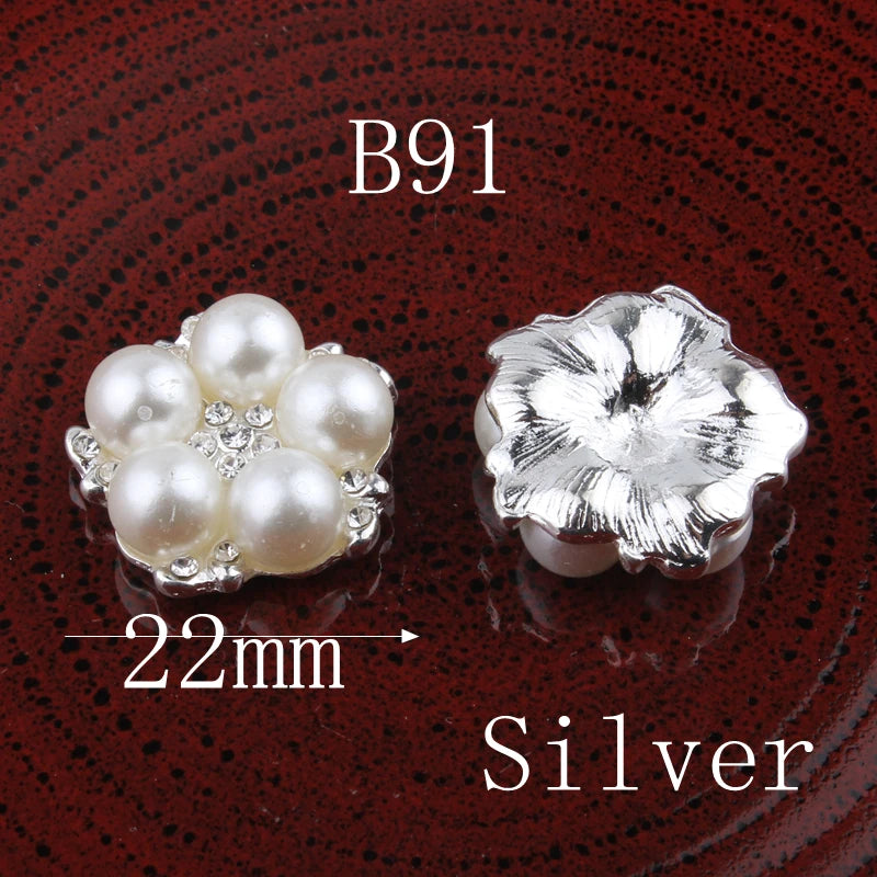 30PCS Vintage Metal Rhinestone Buttons Bling Flatback Flower Crystal Buttons