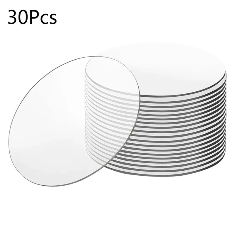 30Pack Clear Acrylic Sheets Perspex Plate Round Disc Transparent Board