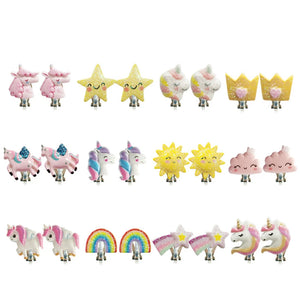 30 Pcs Cute Cartoon Clip On Earrings for Kids Girls, No Piercing Needed