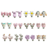 30 Pcs Cute Cartoon Clip On Earrings for Kids Girls, No Piercing Needed