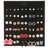 Resin Flowers Pearl Moon Heart Star Stud Earrings Set