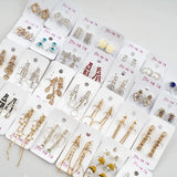 30Pairs Rhinestone Dangle Clip Earrings for Women Girls Mix Style