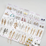 30Pairs Rhinestone Dangle Clip Earrings for Women Girls Mix Style