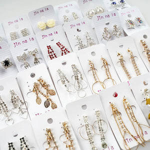 30Pairs Rhinestone Dangle Clip Earrings for Women Girls Mix Style