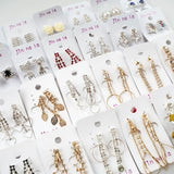 30Pairs Rhinestone Dangle Clip Earrings for Women Girls Mix Style