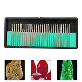 30Pcs Diamond Burr Bits 2.35MM Shank Drill Kit Rotary Tool Metal Woodworking
