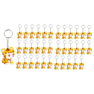 30Pcs Tiger Year Cartoon Tiger Keychains Keyring Chinese Year Themed Party