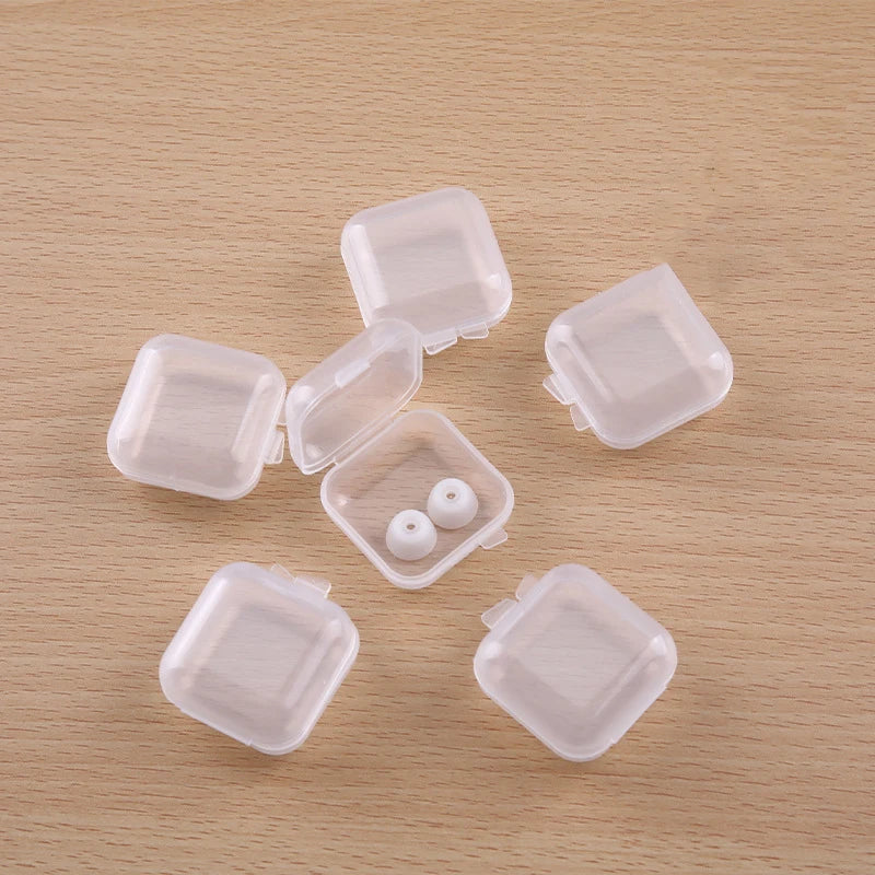 30Pcs Mini Square Storage Boxes Clear Plastic Jewelry Organizer Case 3.5cm