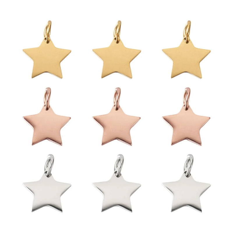 30Pcs 304 Stainless Steel Star Charms Pendants for DIY Jewelry Making