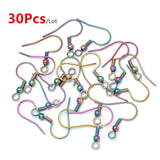 30Pcs 316 Stainless Steel Rainbow French Ear Wires 21G