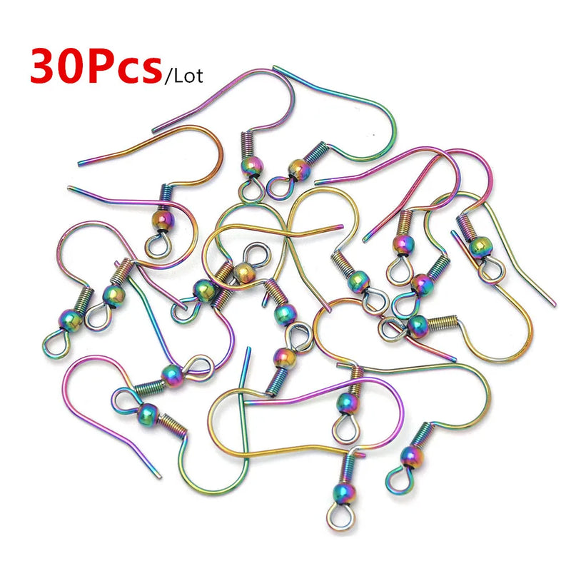 30Pcs 316 Stainless Steel Rainbow French Ear Wires 21G