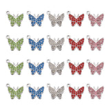 30Pcs 5-Color Butterfly Charms Resin Rhinestone Mixed 12x14mm