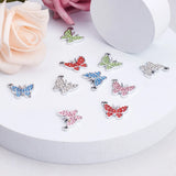 30Pcs 5-Color Butterfly Charms Resin Rhinestone Mixed 12x14mm