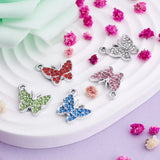 30Pcs 5-Color Butterfly Charms Resin Rhinestone Mixed 12x14mm