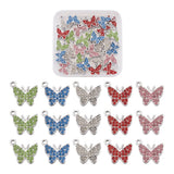 30Pcs 5-Color Butterfly Charms Resin Rhinestone Mixed 12x14mm